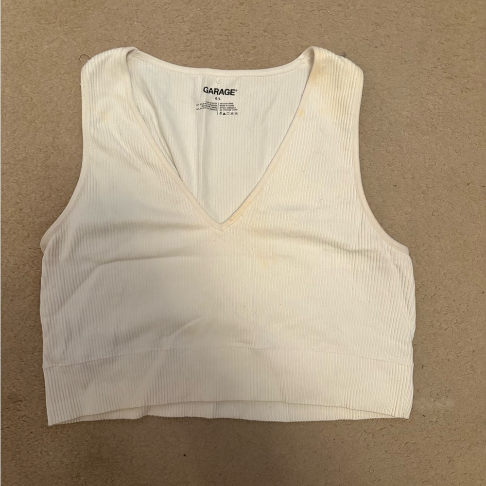 Garage Women's Cream Ribbed Tank Top